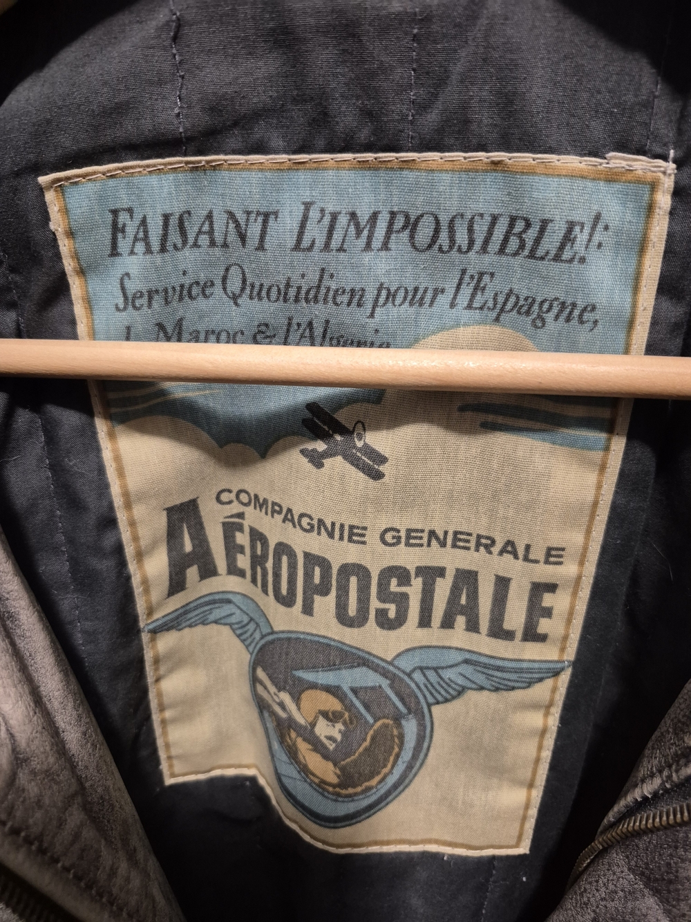 Aeropostale Men’s Dark Gray Bomber Jacket with Vintage Graphic Lining